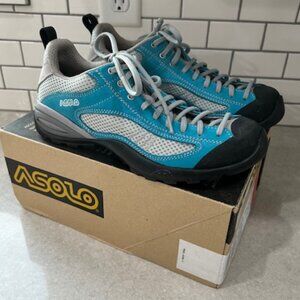 NIB Asolo Sunset Hiking Trail Women's 8 Shoe Sea Blue/Silver Vibram